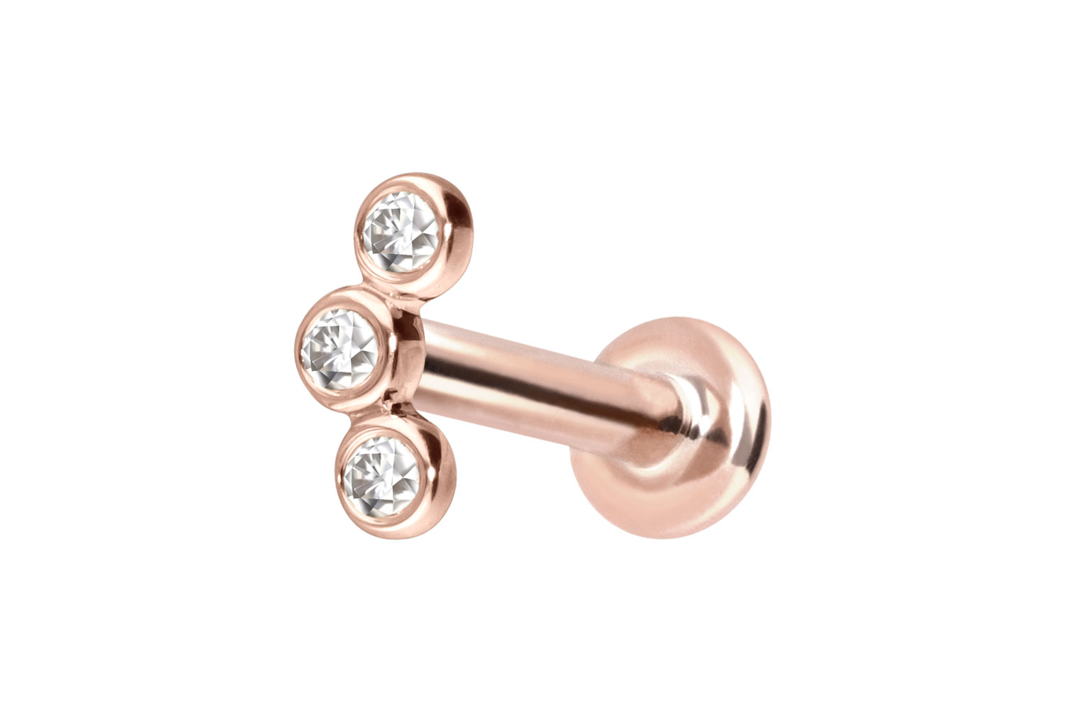 14 Karat Gold Labret Piercing mit Push Fit MOISSANIT-BOGEN